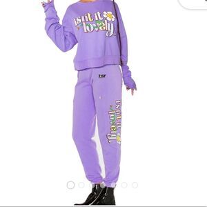 NWT Samii Ryan smiley face sweatpants joggers Revolve Dolls Kill Medium purple